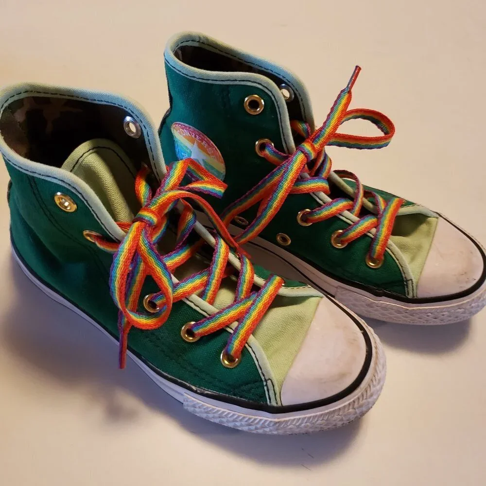 Converse Rainbow Pride High Top Sneaker Kid‎ Custom 12.5 Green